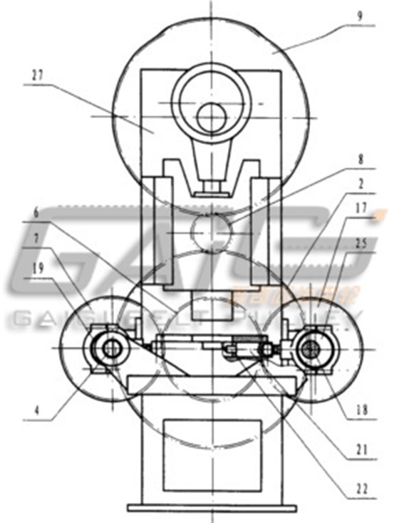 傳動機(jī)構(gòu)同步帶動多向沖壓機(jī)